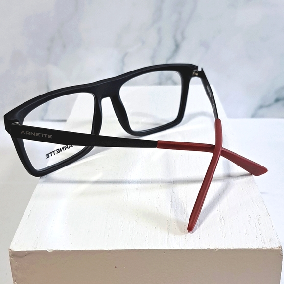 NEW ARNETTE Rx'able Eyeglass Frame, men's modern glasses, black/red 55-16-145 - Picture 3 of 5